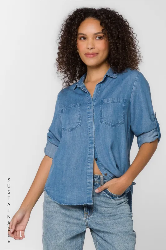 Riley Blue Shirt sold by Velvet Heart
