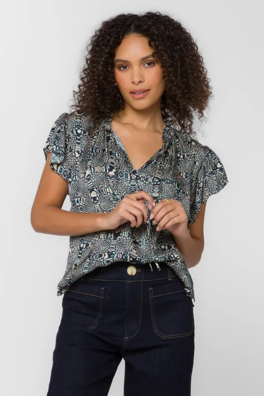 Sarah Navy Abstract Top sold by Velvet Heart