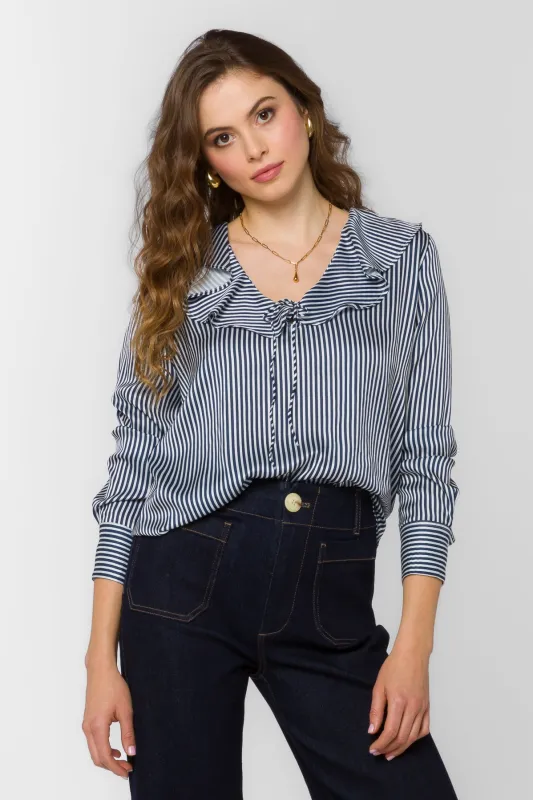 Madelyn Blue Stripe Blouse sold by Velvet Heart