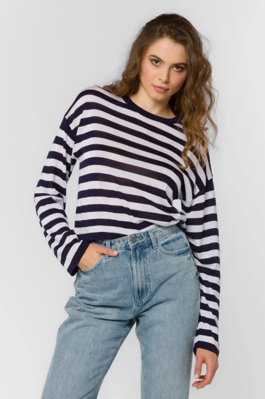 Rumi Navy Stripe Tee made by Velvet Heart