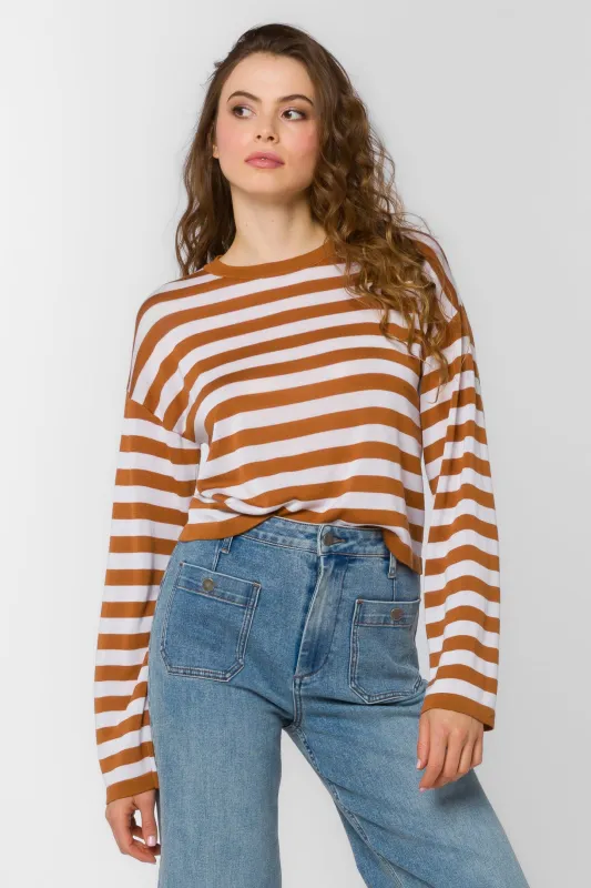 Rumi Cinnamon Stripe Tee sold by Velvet Heart