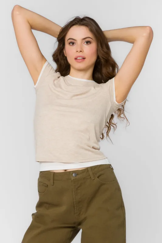 Zaira Sandstone Tee made by Velvet Heart