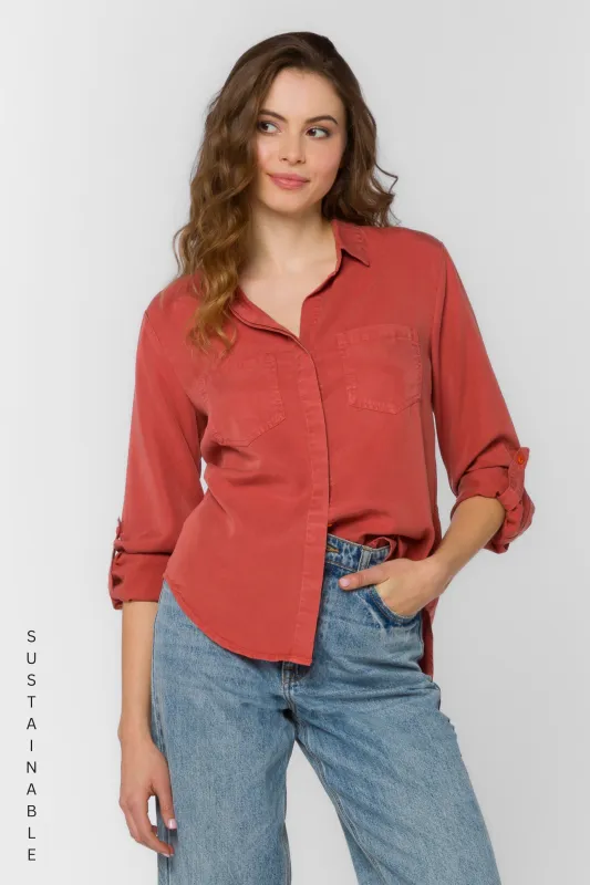 Riley Burnt Brick Shirt sold by Velvet Heart