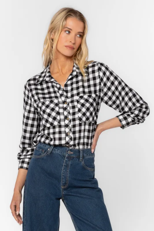 Kacia Black Gingham Shirt sold by Velvet Heart