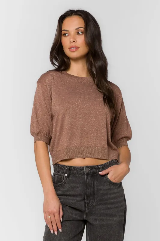 Fendy Cognac Metallic Sweater sold by Velvet Heart