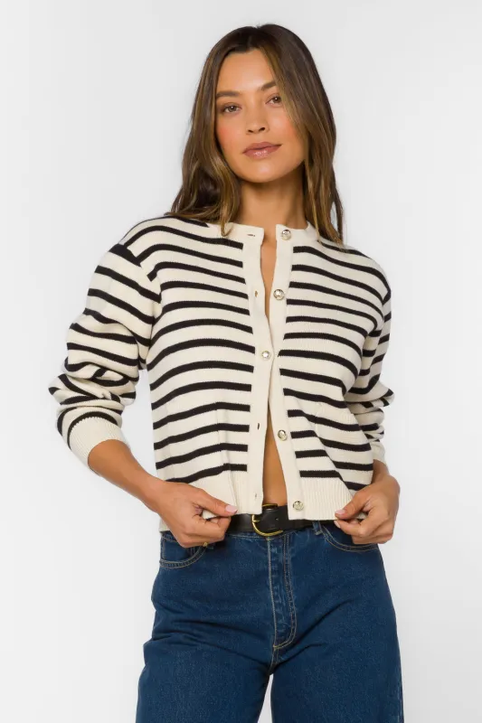 Melinda Black Stripe Cardigan sold by Velvet Heart