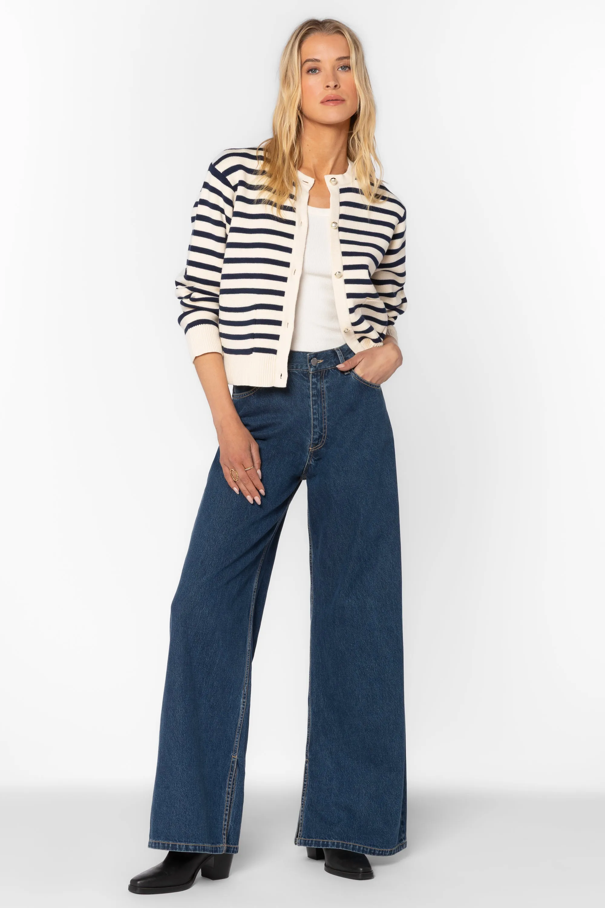 Melinda Navy Stripe Cardigan sold by Velvet Heart product image thumbnail 2