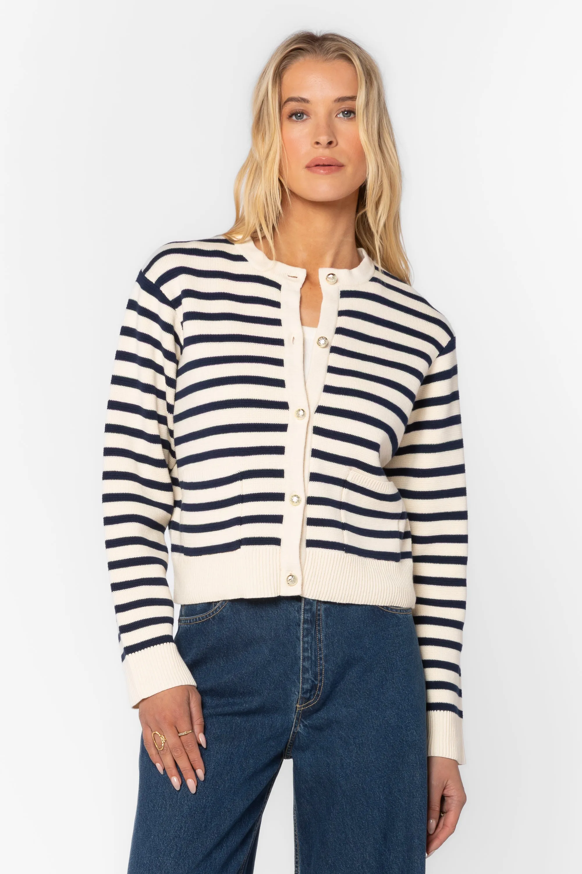 Melinda Navy Stripe Cardigan sold by Velvet Heart product image thumbnail 3