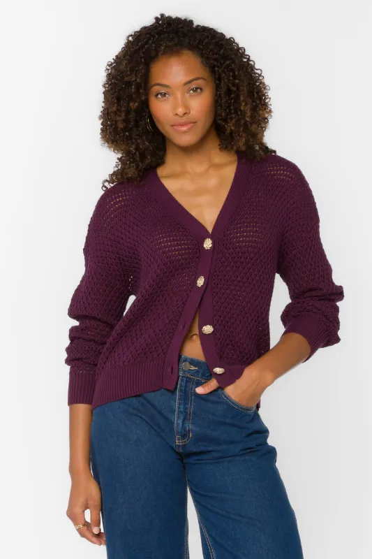 Aris Malbec Cardigan sold by Velvet Heart