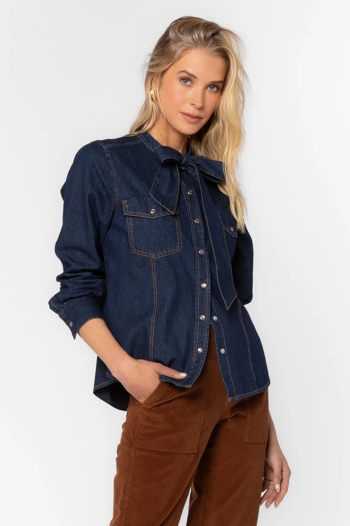 Trixie Raw Blue Shirt sold by Velvet Heart