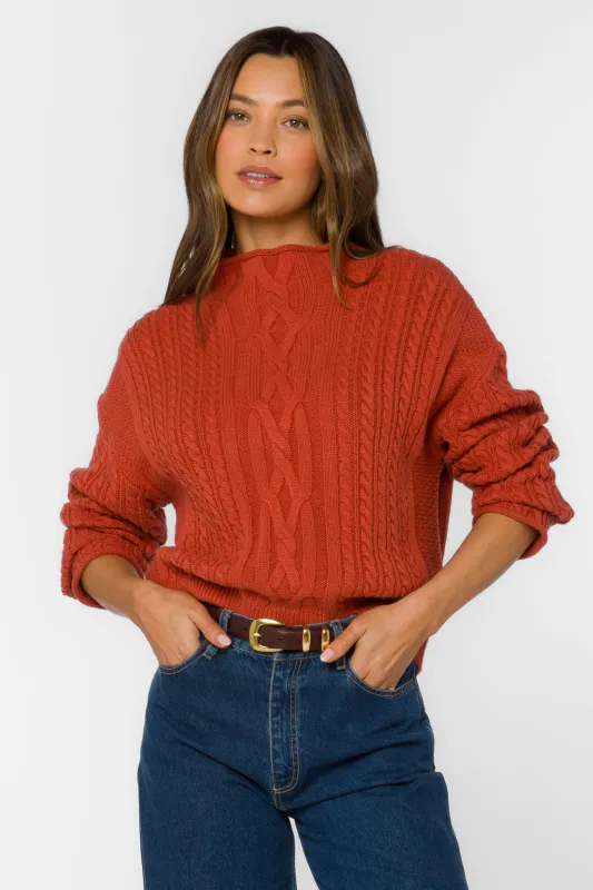 Jennevie Burnt Brick Sweater sold by Velvet Heart