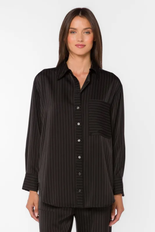 Sutton Black Pinstripe Shirt sold by Velvet Heart