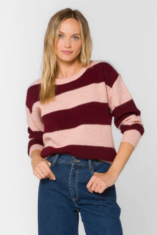 Cornell Bordeaux Stripe Sweater sold by Velvet Heart