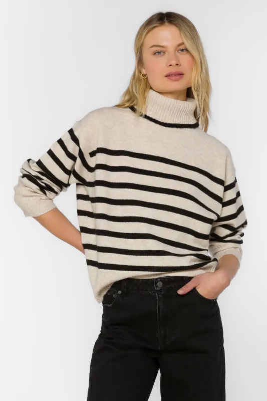 Parley Oatmeal Black Stripe Sweater sold by Velvet Heart