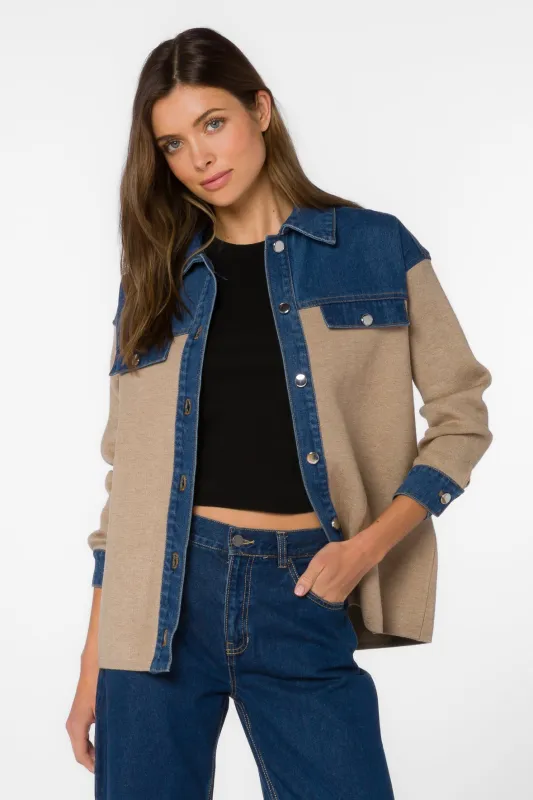 Gertie Beige Shacket sold by Velvet Heart