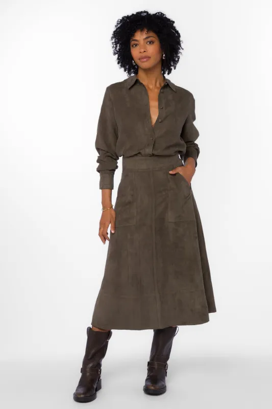 Lettie Olive Skirt sold by Velvet Heart