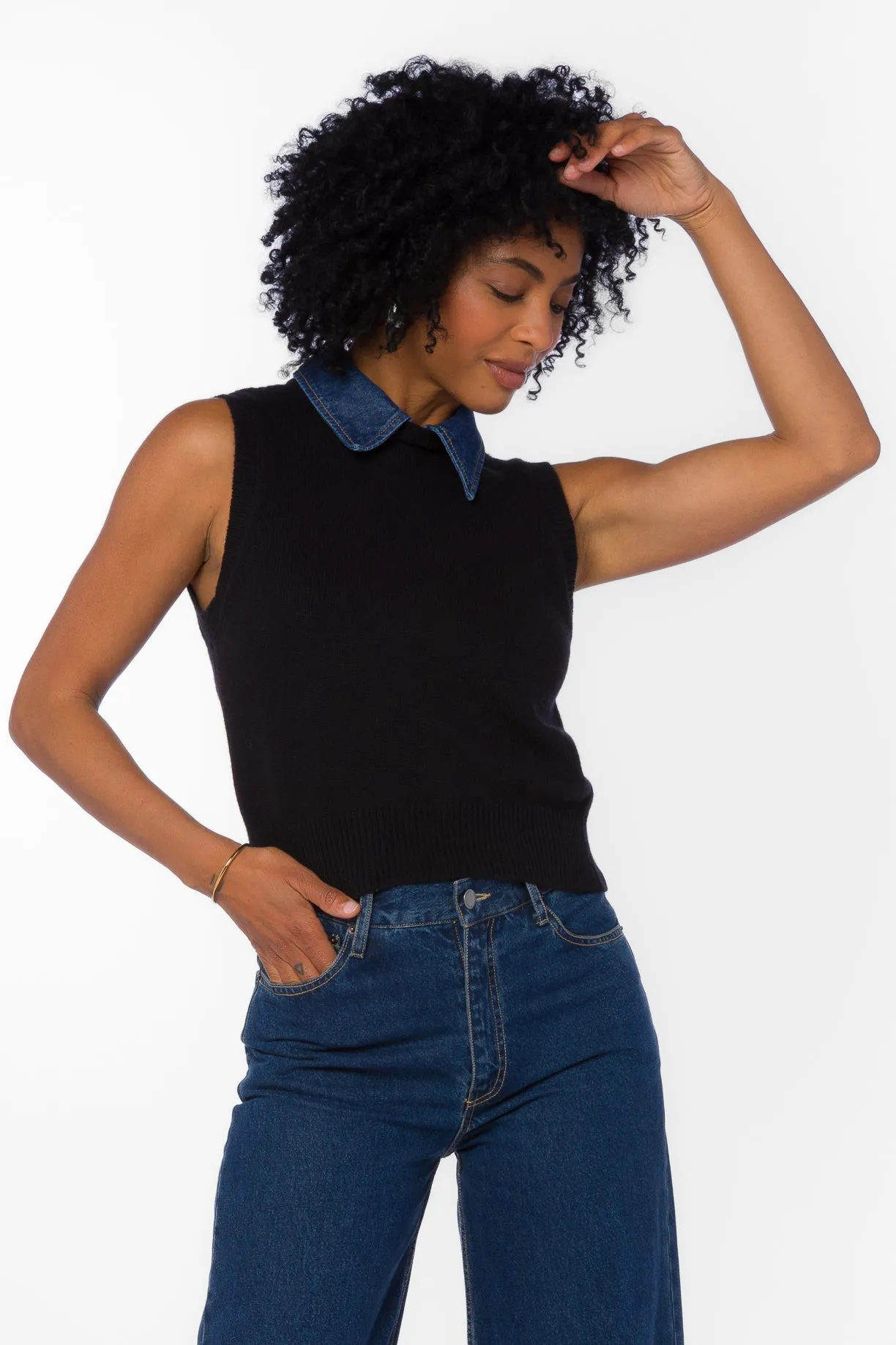 Renier Black Vest sold by Velvet Heart