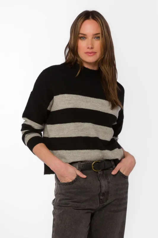 Belinda Black Rugby Stripe Sweater made by Velvet Heart