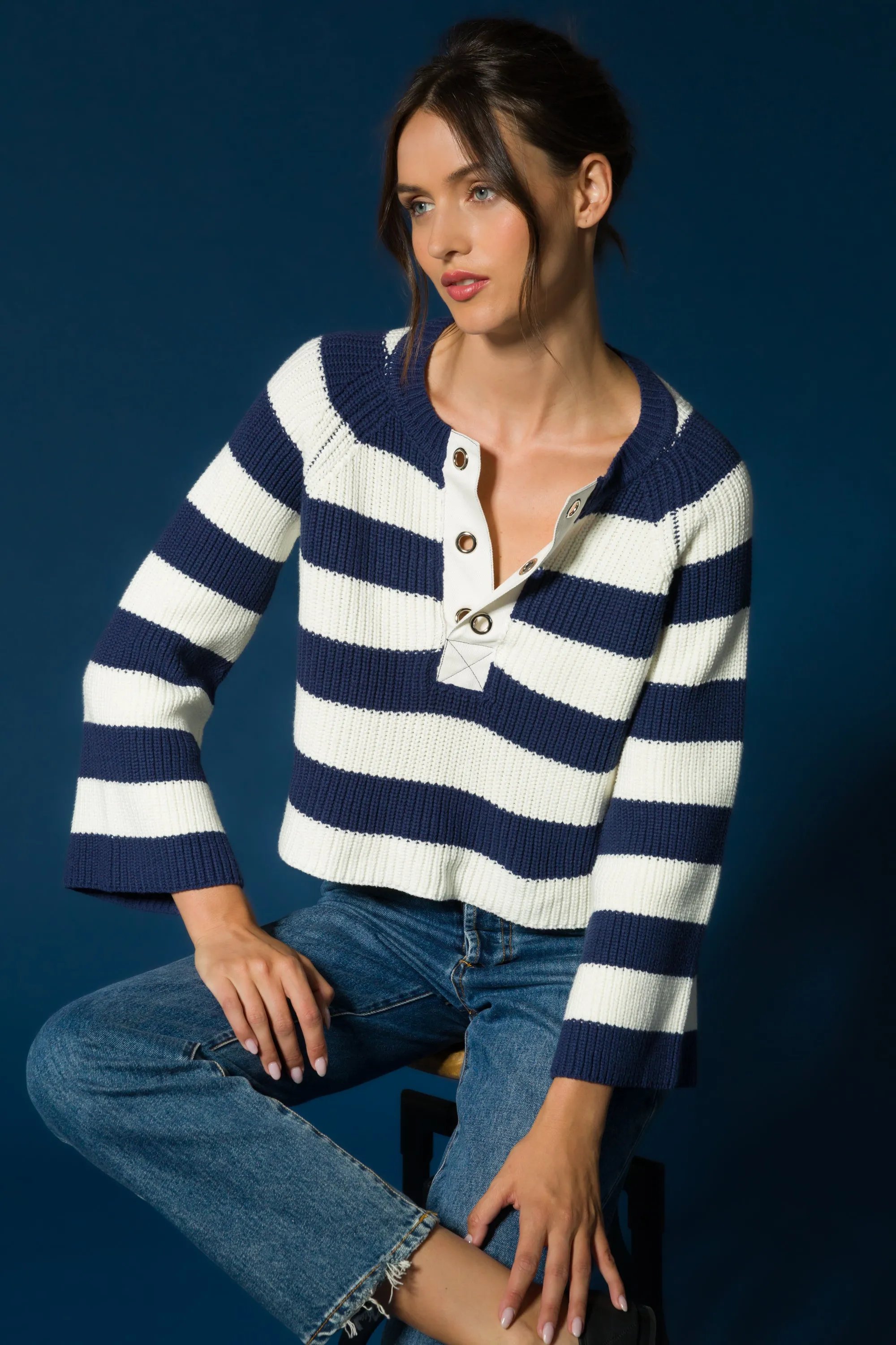 Sapphire Navy Stripe Sweater sold by Velvet Heart product image thumbnail 2