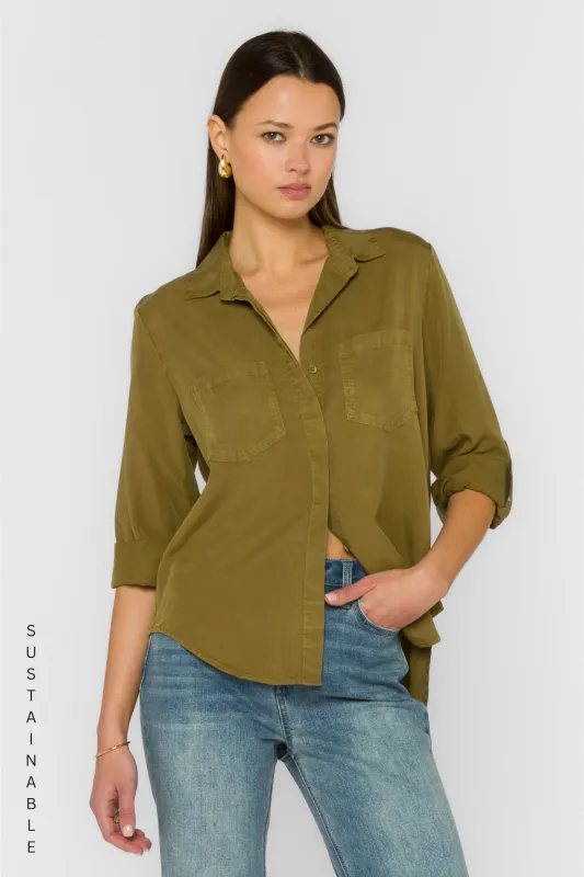 Riley Olive Shrub Shirt made by Velvet Heart