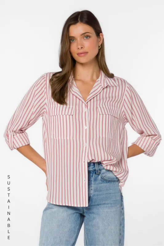 Talma Red Stripe Shirt made by Velvet Heart