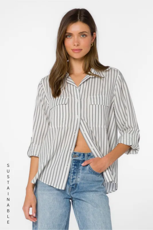 Talma Indigo Stripe Shirt made by Velvet Heart
