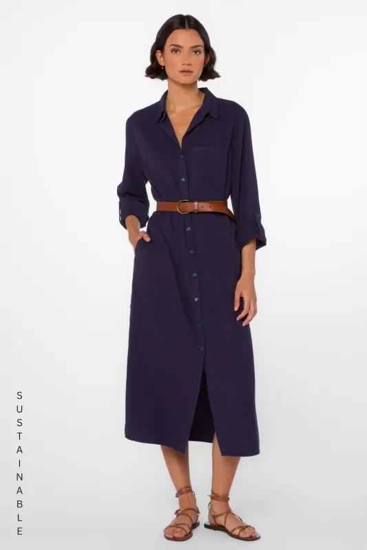Belsey Navy Dress made by Velvet Heart