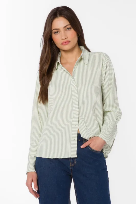 Amaya Sage Stripe Shirt sold by Velvet Heart