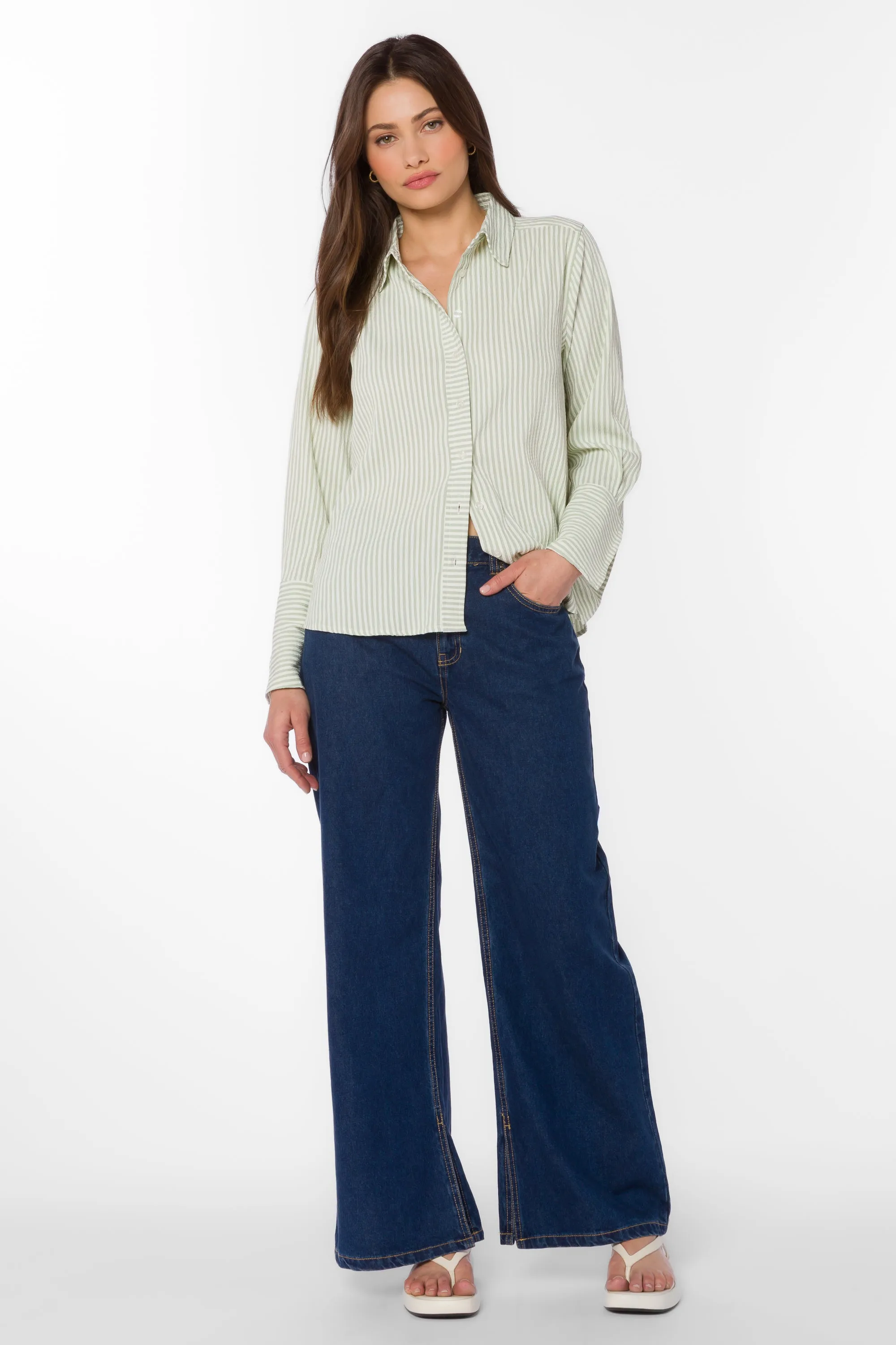 Amaya Sage Stripe Shirt sold by Velvet Heart product image thumbnail 2