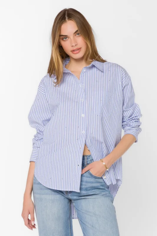 Ricky Blue Stripe Shirt made by Velvet Heart