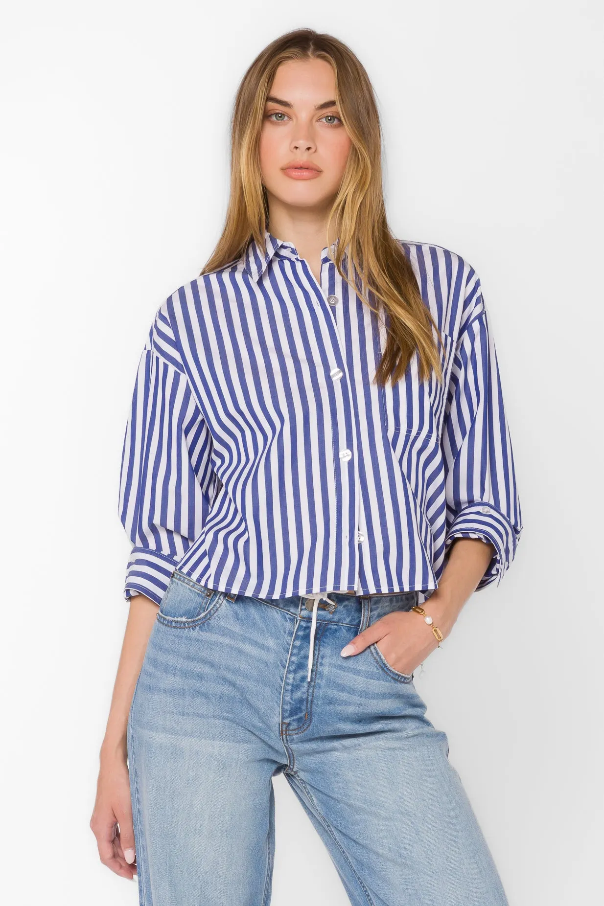 Stormi Blue Stripe Shirt sold by Velvet Heart