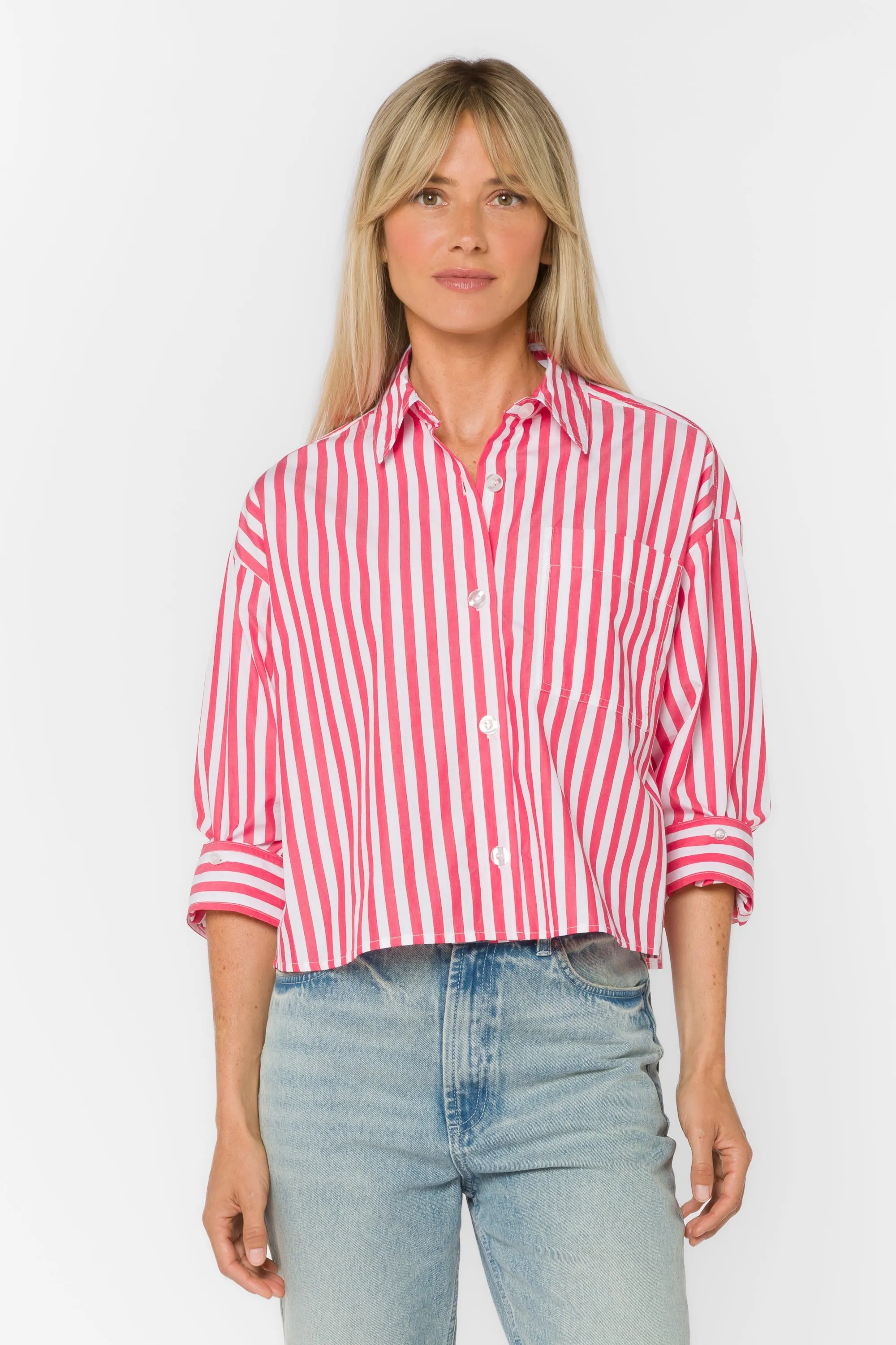 Stormi Raspberry Stripe Shirt sold by Velvet Heart product image thumbnail 3