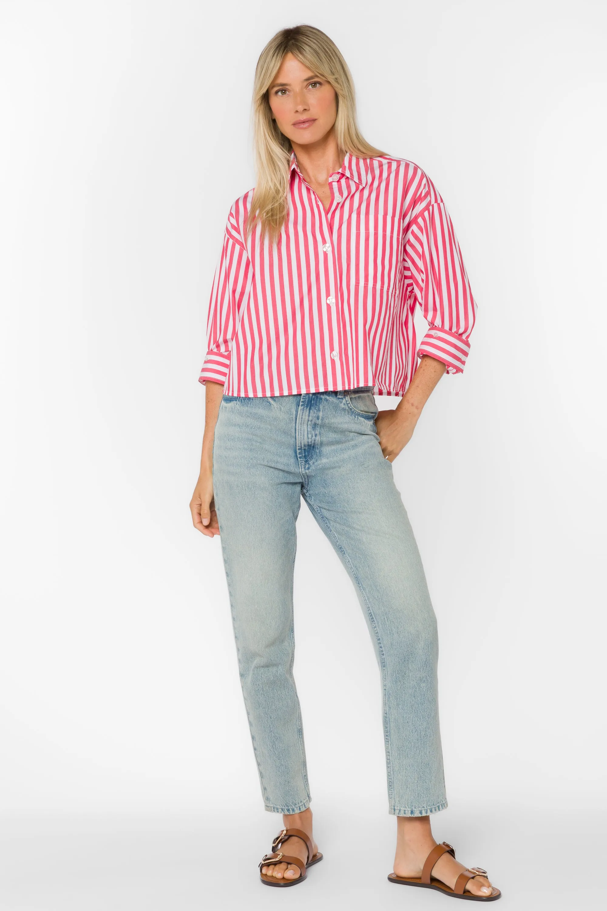 Stormi Raspberry Stripe Shirt sold by Velvet Heart product image thumbnail 2