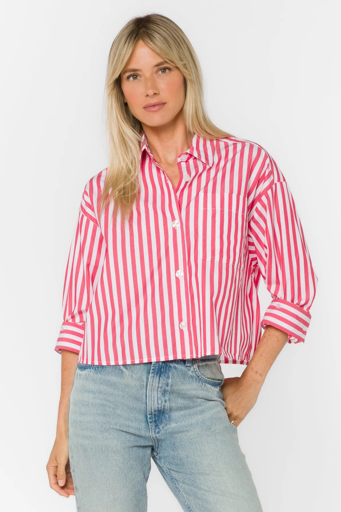 Stormi Raspberry Stripe Shirt sold by Velvet Heart