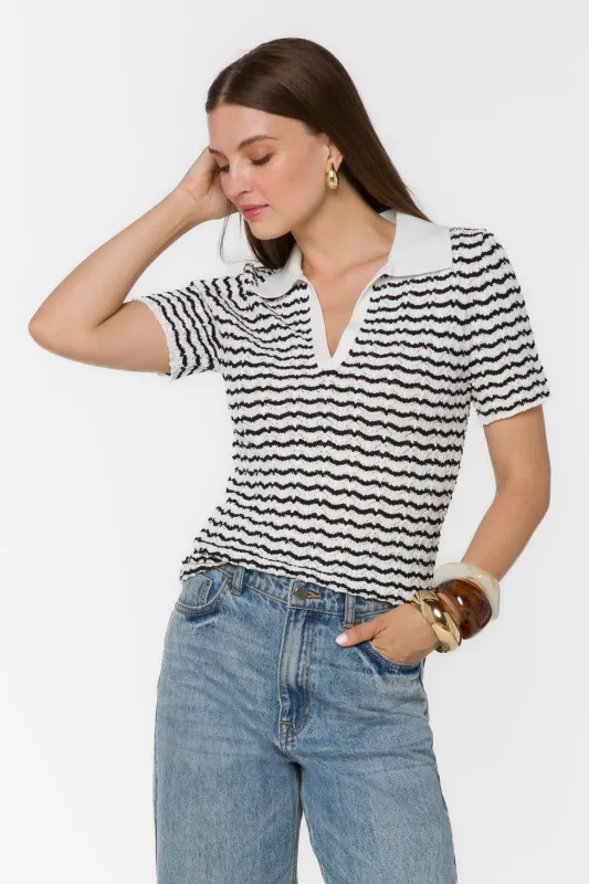 Lucy Black Striped Top made by Velvet Heart