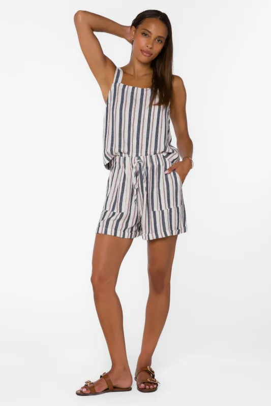 Lyra Blue Stripe Shorts made by Velvet Heart