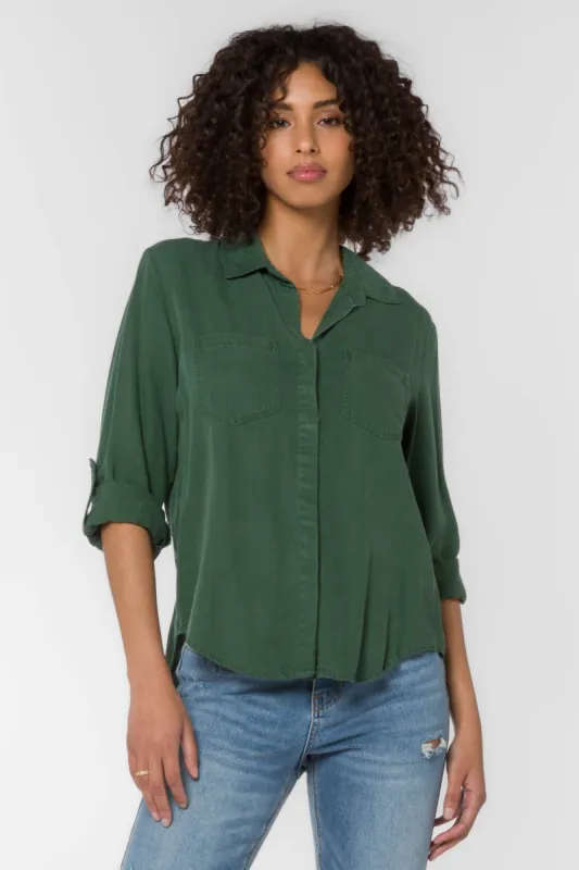 Riley Dark Green Shirt sold by Velvet Heart