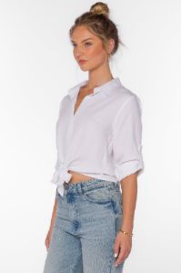 Solange Optic White Waist Tie Top sold by Velvet Heart