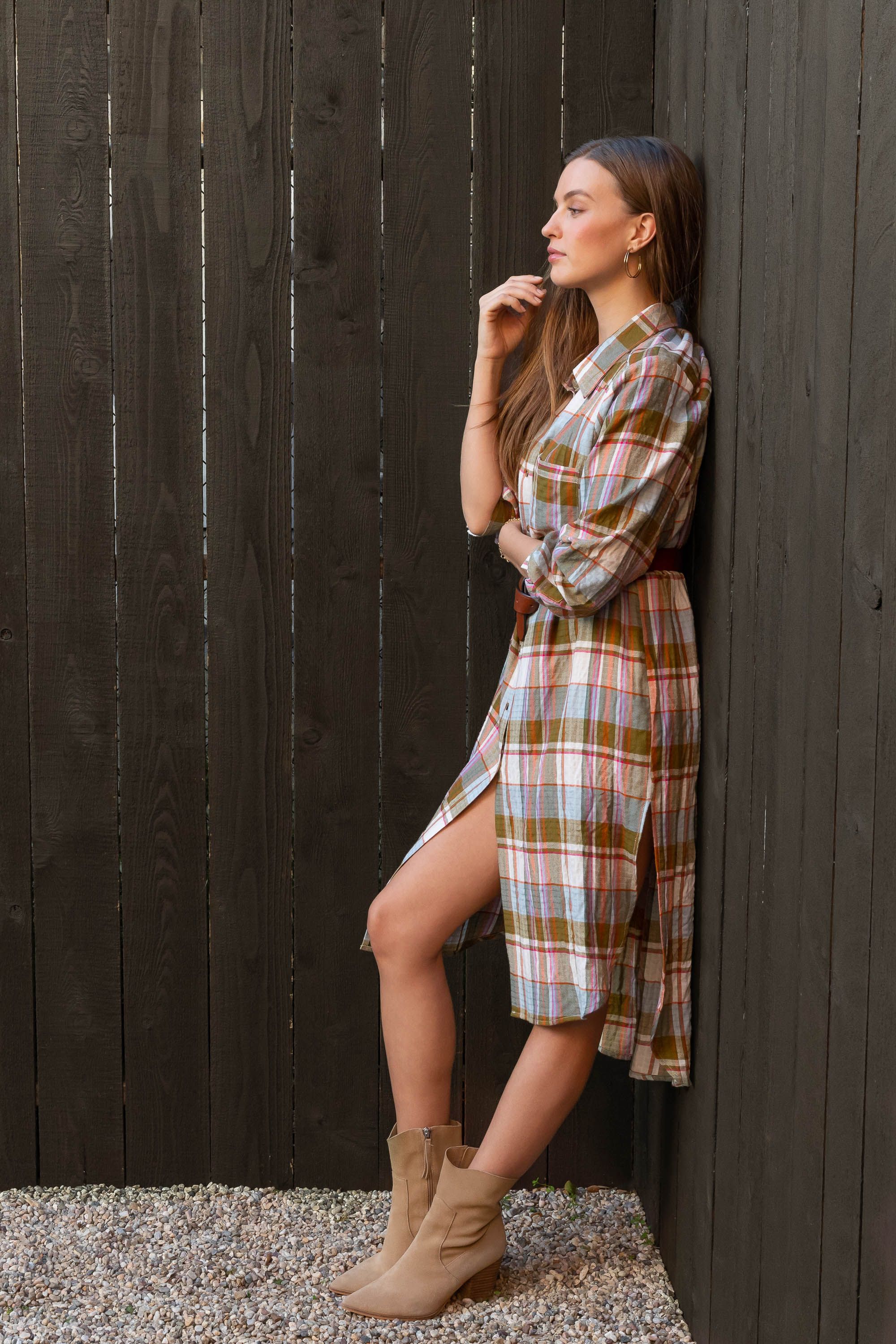 Emerson Olive Plaid Duster sold by Velvet Heart product image thumbnail 2