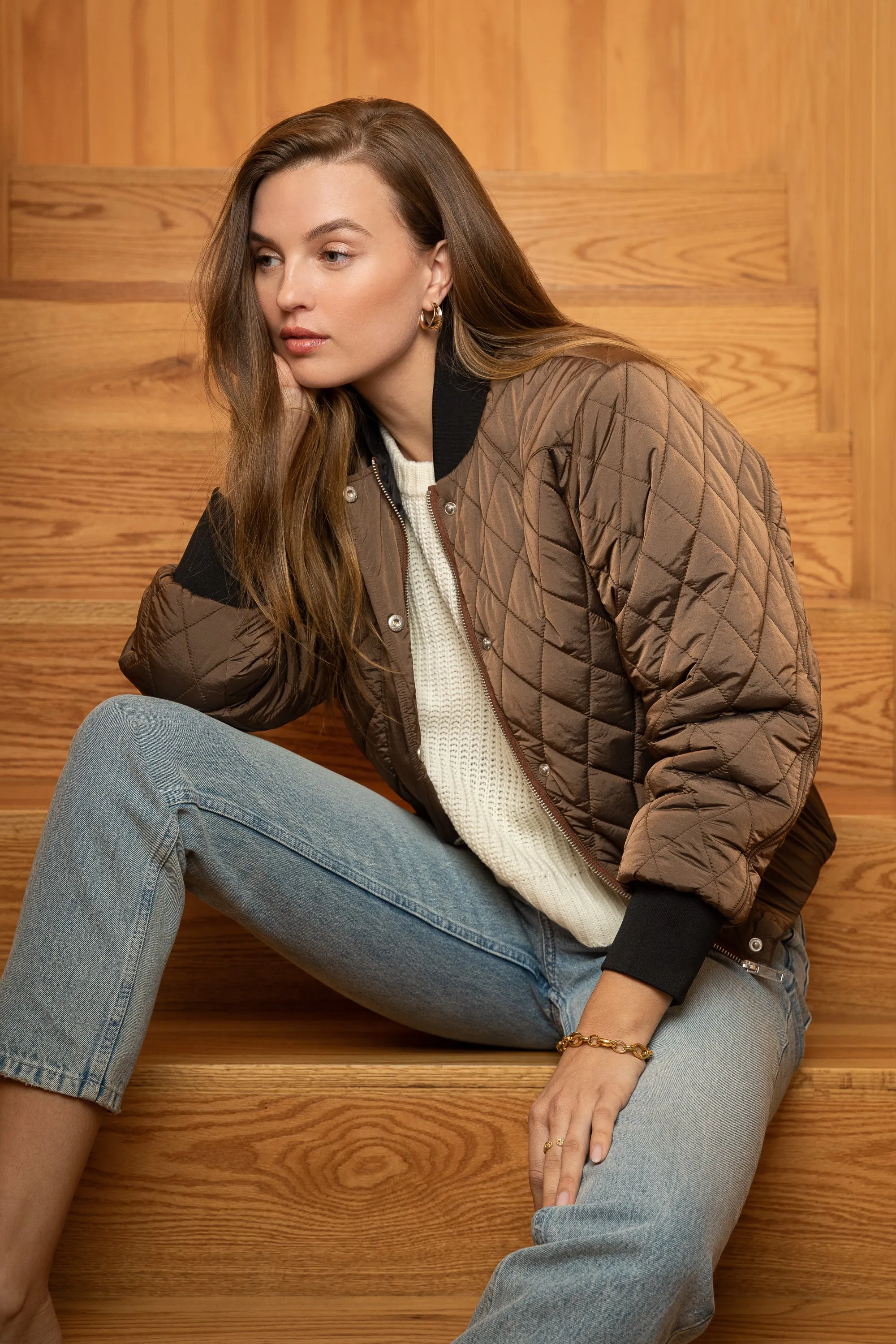 Sakura Brown Bomber Jacket sold by Velvet Heart product image thumbnail 2