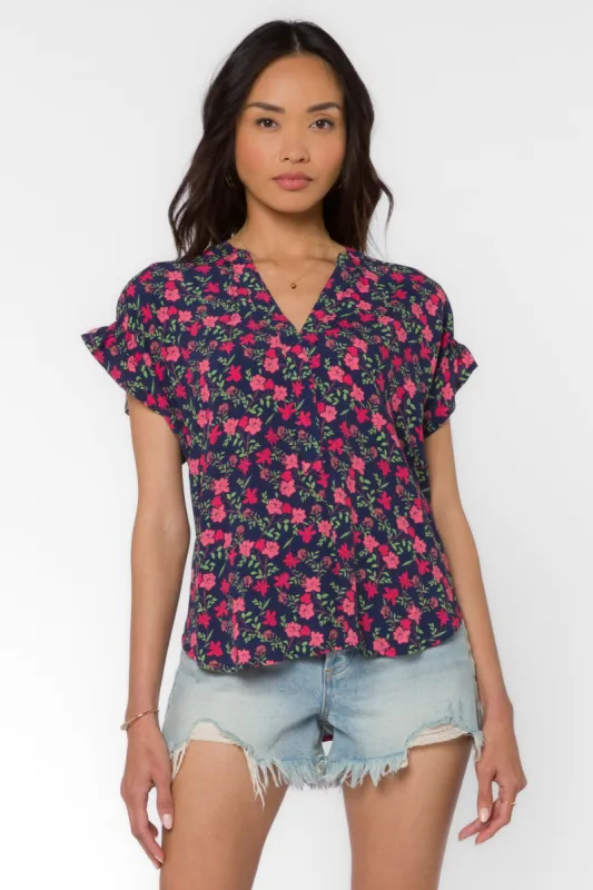 Avery Multi Floral Top sold by Velvet Heart