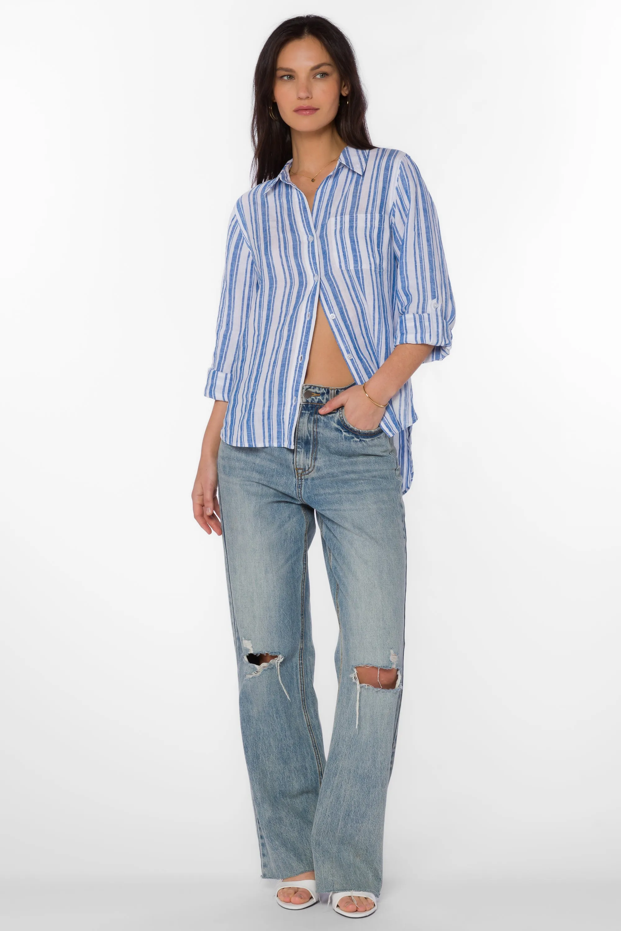 Elisa Blue Stripe Shirt sold by Velvet Heart product image thumbnail 2