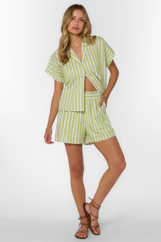 Kalyssa Citron White Stripe Shorts sold by Velvet Heart