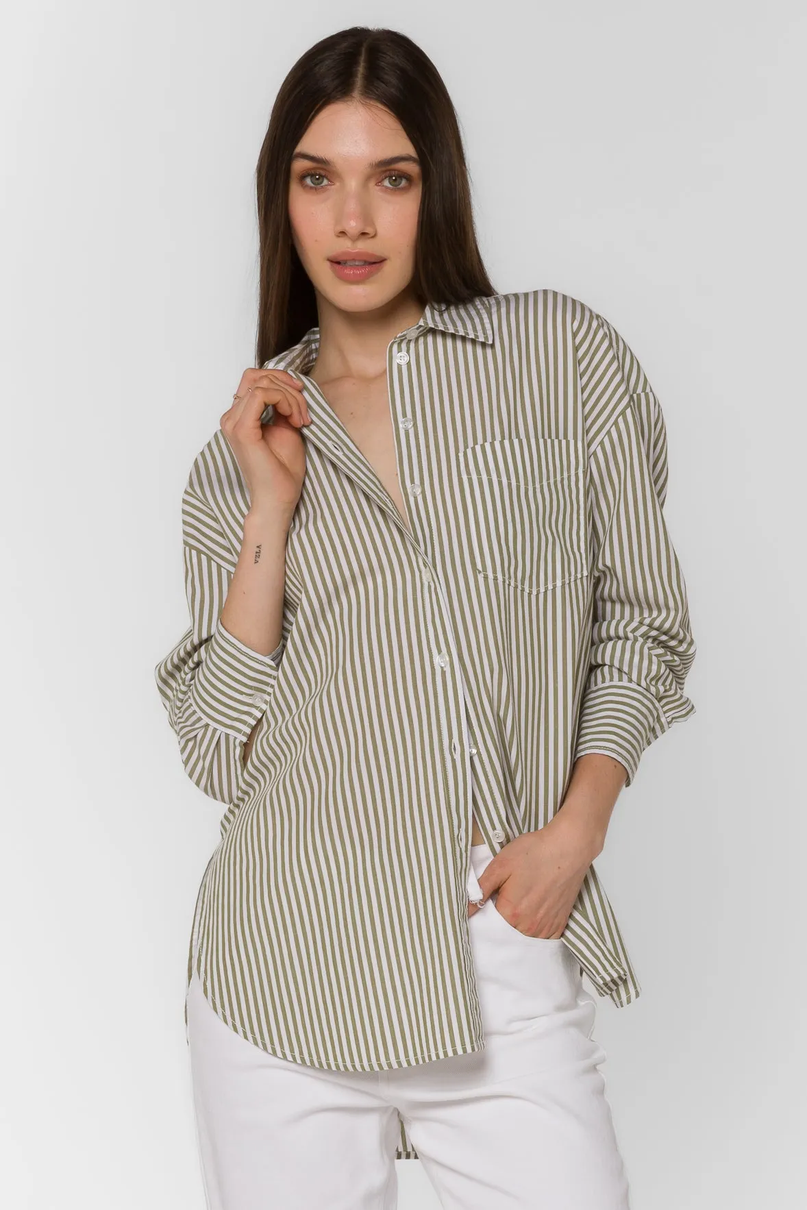 Waylor Kiwi Stripe Shirt sold by Velvet Heart