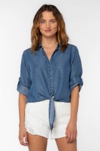 Solange Blue Calva Waist Tie Top sold by Velvet Heart