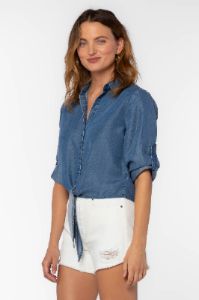 Solange Blue Calva Waist Tie Top sold by Velvet Heart
