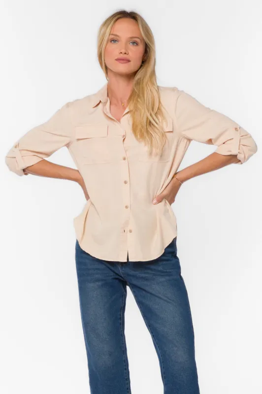 Talma Flax Beige Shirt sold by Velvet Heart