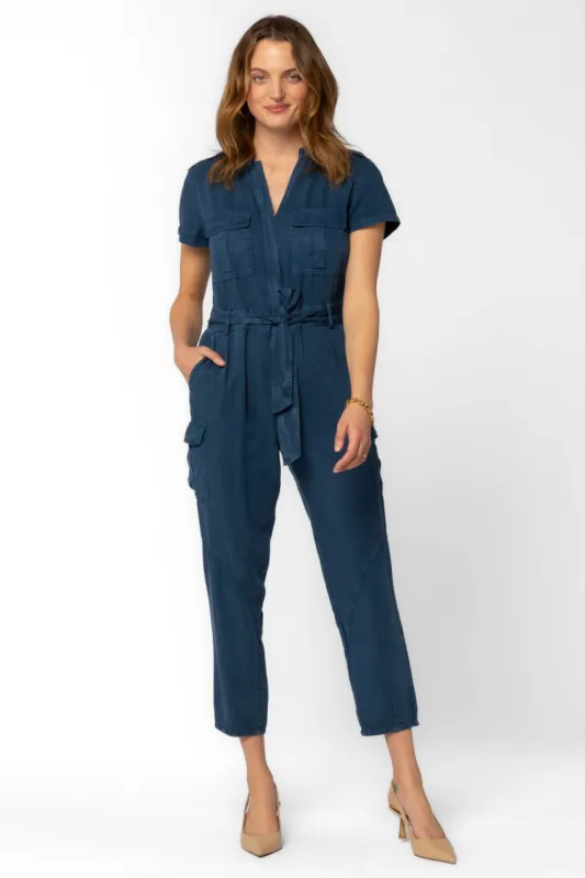 Greyson Navy Jumpsuit sold by Velvet Heart