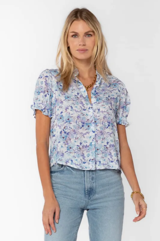 Kitt Blue Floral Shirt sold by Velvet Heart