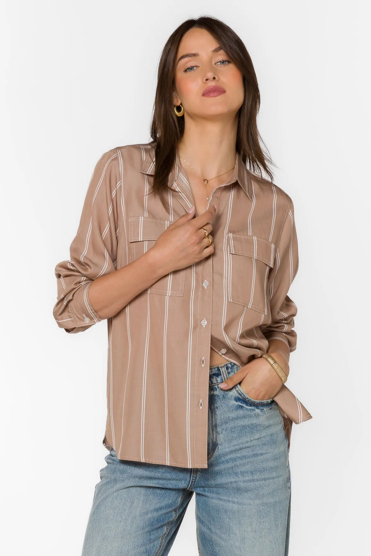 Talma Praline Stripe Shirt sold by Velvet Heart